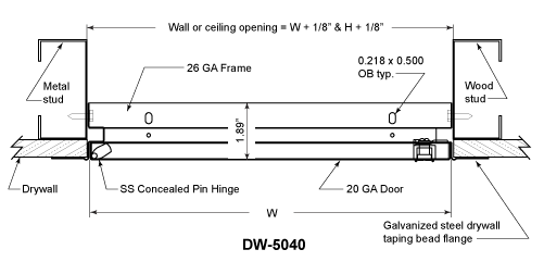 DW-5040 Drywall Bead Flange, Primer Coated Steel - Access Door - DW ...
